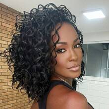 Leeven Gogo Curl Crochet Hair 10 Inch 8 Packs Black Ocean Wave Crochet Hair Pre Looped Deep Twist Goddess Box Braids Short Curly Water Wave Synthetic Braiding Hair For Women Girl 01 - #1B - Xem 1