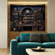 Medieval Bookshelf Backdrop Tapestry Antique Library Book Wall Hanging Gothic Dark Academia Wall Art For Bedroom Study Classroom Decor - 彩色 - 查看 3