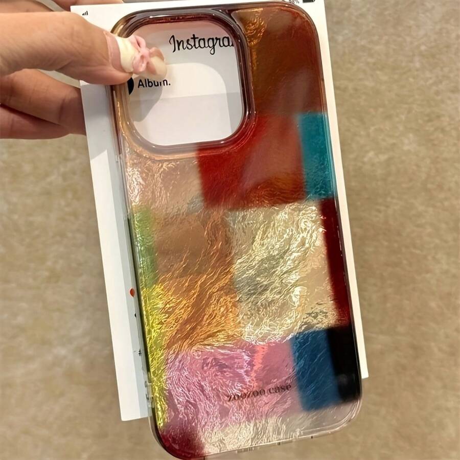 Funda para phone 16 Pro Max/15/14 Plus/13/12/11, diseño de rejilla glaciar, protectora - transparente - Ver 1