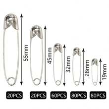 260Pcs Safety Pins Assorted Size , Nickel Plated Steel Safety Pin, Large Safety Pins And Small Safety Pins For Clothes, Crafts, Pinning, Sewing