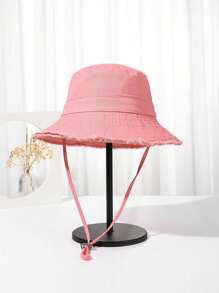 1pc Single-Sided Embroidered Solid Color Thin Bucket Hat, Women's Sun Protection, Korean Style Casual Versatile Sun Hat
