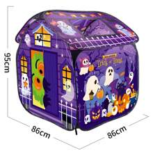 Carpa de juego para niños y niñas, con techo y cortina de puerta, carpa de juego emergente para Halloween para niños pequeños, para uso en interiores y exteriores, plegable, portátil, color morado y adecuada para niños de 3 a 6 años