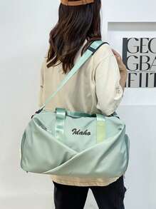 1pc Personalized Women Oxford Cloth Multifunctional Travel Bag, Wet And Dry Separation Gym Bag, Portable Yoga Bag, Trolley Sleeve, Fashionable Shoulder Bag, Embroidery Custom Letter, Foldable Carry-On Luggage, Large Capacity With Separate Shoe Compartment, Suitable For Business Trip, Vacation