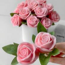 3 种款式玫瑰花硅胶蜡烛模具，创意玫瑰花束蜡烛蜡模，DIY 手工蜡烛、肥皂、环氧树脂工艺品，高品质且可重复使用 - 白色 - 查看 5