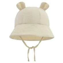 1pc Solid Color Baby Bear Ear Bucket Hat, Suitable For 0-1 Year Old Infants