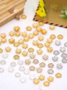 50 件金色合金空心花珠 - 多功能 DIY 珠宝制作用品，工艺配件吊坠隔珠，易于使用，非常适合手工珠宝、时装设计和艺术项目