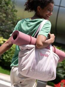 1pc Personalized Embroidered Yoga Bag For Women, Multifunctional Travel Bag, Fashion Versatile Shoulder Bag, Dry & Wet Separation Gym Bag With Large Capacity Yoga Mat Storage, Luggage Bag For Business Trip, Travel, Embroidered Monogram Bag, Multifunctional Portable Handbag Carry-On, Great Gift For Family, Friends, Mothers, Suitable For Daily Use, Business Trip, Fitness, Can Be Used As Mother's Day, Valentine's Day, Nurse's Day, Christmas, Birthday Personalized Gift