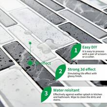 Peel And Stick Waterproof Backsplash Wallpaper For Kitchen, Bathroom Self-Adhesive Tile Contact Paper Countertops And Walls
