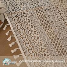 Boho Curtains 2 Panels,Lace Curtains 63 Inch Length Rod Pocket Semi Sheer Privacy Cute Tassel Crochet Cotton Drapes Vintage Rustic Farmhouse Curtain Panels For Bedroom Living Room Dining,Beige - 米色 - 查看 8