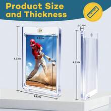 128 PCS Magnetic Card Holder, 35pt One Touch Card Holder,U-V Protection Hard Plastic Magnetic Cards Case,Display Case Protector For Sports Game Baseball Cards - 128Pack - View 3