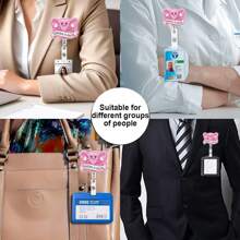 1 pezzo Portabadge retrattile in acrilico con CORVO rosa, Porta biglietto da visita per ginecologo, Portacard di riconoscimento per LPN, RN, GYN, Assistente Infermiere, Regali per infermieri, Forniture scolastiche, Ritorno a Scuola