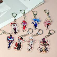 Anime GOODS Anime Acrylic Keychain -Vicky Charlie Alastor Cute Y2K Cartoon Pendant, Suitable For Bags And Keys, Perfect Gift For Fans, Cosplay Accessories Car Key Bag Backpack Small Jewelry Key Ring Accessories Creative Student Gifts Anime Derivatives, Creative Backpack Pendants, Car Key Pendants, Acrylic Keychains, Japanese Comic Pendants, Neko Contents Seed Keychain Collectibles, Pendants, Otaku Collection Gifts, Cheap Gifts School Letter Car Accessories Goth