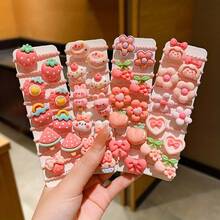 80pcs Niñas Dulce Dibujos Animados Flores Donas Pastel Decoración Lazos para el Cabello Conjuntos de Bandas para el Cabello, Elección ideal para Regalos - 80 Piezas de Colores de Caramelo - Ver 8