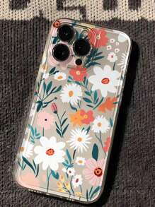 1 pieza Funda protectora de teléfono de TPU con gráfico floral de verano, compatible con iPhone 16, 15, 14, 13, 12, 11 Pro Max