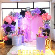 10 Inch (25.4 Cm) Purple & Pink Latex Balloons, 62pcs/Set Pink, Black & Purple Balloons For Birthday, Wedding, Bridal Shower, Bachelorette, Halloween Decor - Multicolor - View 5