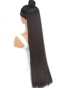 20 英寸 24 英寸 28 英寸 32 英寸 40 英寸合成接发假发 5 夹长直发耐热假发自然发型适合女性日常使用 - 黑棕色 - 查看 6