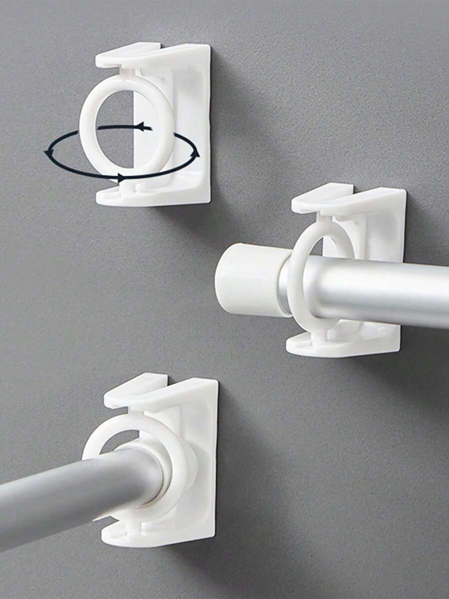 6 pièces Support de tringle à rideaux ajustable sans perçage, crochet adhésif autoadhésif, support de vêtements rotatif à 360° pour salle de bain, maison, bureau, salle de bain d'hôtel, décoration de Noël