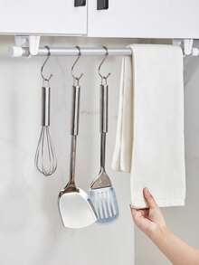 6 pièces Support de tringle à rideaux ajustable sans perçage, crochet adhésif autoadhésif, support de vêtements rotatif à 360° pour salle de bain, maison, bureau, salle de bain d'hôtel, décoration de Noël