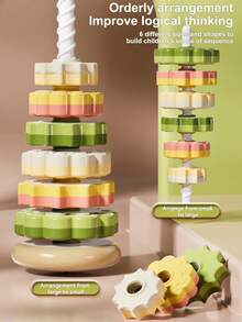 婴儿玩具旋转塔彩虹旋转盘漏斗积木早教玩具，7层发声摇晃玩具，沙锤，学生，文具，学校用品，学校玩具，婴儿玩具，幼儿玩具，游戏室 - 彩色 - 查看 6