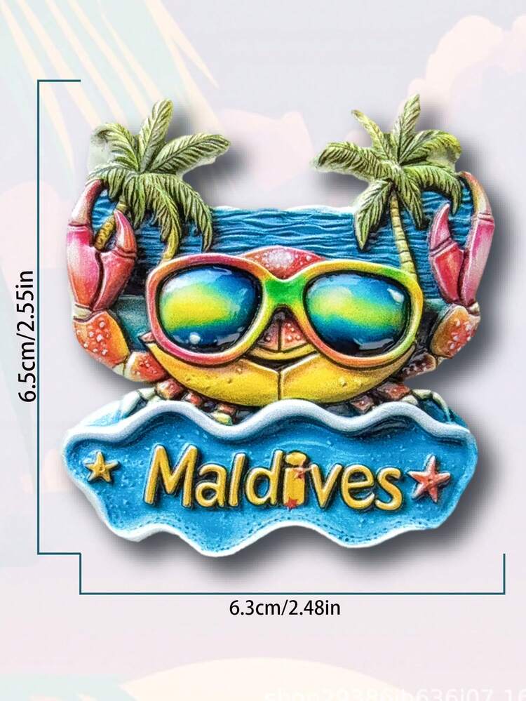 Calamita da frigorifero 3D Maldive, souvenir da viaggio, decorazione dipinta a mano