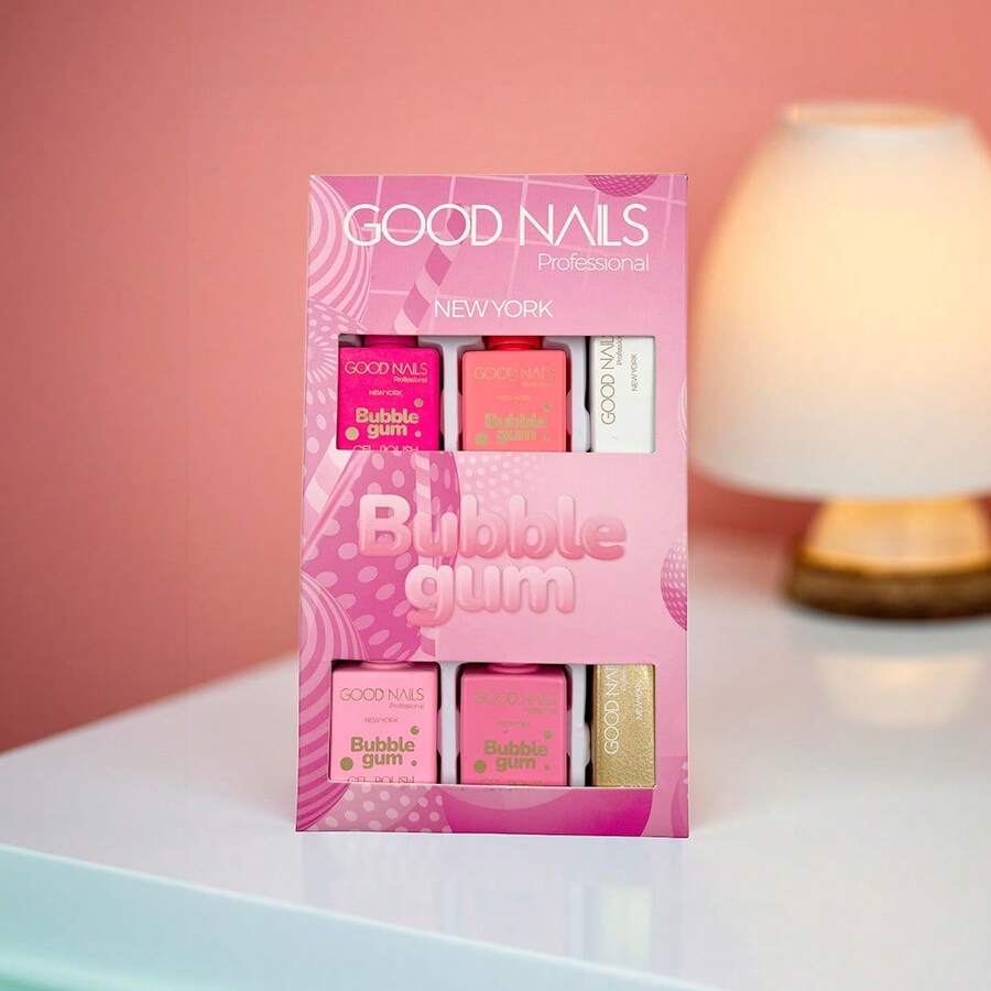 Good Nails New York Set de Esmaltes en Gel Bubble Gum 6 Colores Set de Esmaltes Gel Uñas Good Nails New York Bubble Gum Nail Art 6 Colores Larga Duración Profesional Beauty Collection - Multicolor - Ver 1