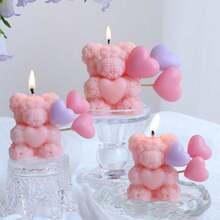 1 pezzo Candela profumata creativa a forma di cuore con orsetto rosa, disponibile in varie dimensioni e colori, decorazione carina, bomboniera per matrimonio, decorazione romantica per la casa, regalo per la stagione dei matrimoni, regalo di San Valentino, candela per compleanno, regalo per donne, regalo per l'autunno/inverno, regalo di Natale, decorazione per la stanza