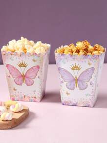 20pcs Purple Butterfly Popcorn Box Food Box, Kitchen Supplies Disposable Food Tray, French Fries Box, Popcorn Cups, Purple Butterfly Birthday Party Gift Packaging Box Candy Bag Popcorn Buckets Treat Boxes Containers, Gift Packaging Decoration Bakery Bread Boxes, Party Favor, Birthday Gift, Gift Box, Wedding Box