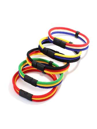 1Pc New Tricolor Men Bracelet Flag Color Grade A 4mm Milan Rope Wrap Bracelet Colorful Three-Layer Sports Yoga Wrist Accessories