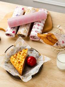 50pcs/Pack Printed Wax Paper Food Liners, Oil-Proof Baking Parchment Paper, For Bread, Sandwiches, Burgers Packaging, Kitchen And Dining Use