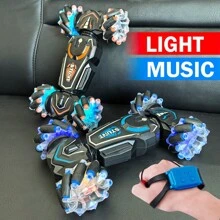1 Peça Carro de Controle Remoto 2.4GHz, Carro de Manobra Potente 4WD, Design de Navio de Guerra Futurista Recarregável com Luzes Coloridas, Compatível com Sensoriamento de Gestos, Carro de Brinquedo para Crianças e Meninos, Presente de Aniversário