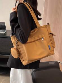 大容量男女通用手提包带零钱包 1 件新款韩版学院风中学生书包休闲包斜挎包单肩包帆布包斜跨包，女包带硬币包，书包，大容量，便携，适合少女女大学生，非常适合办公室、大学、小学、中学、高中、工作、商务、通勤、购物、度假