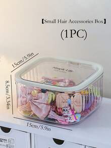 1 hộp đựng phụ kiện tóc, hộp đựng trang sức có nắp đậy dung tích lớn trong suốt, thích hợp đựng dây buộc tóc cho bé gái, băng đô, kẹp tóc, dây chun buộc tóc, chống thấm nước, chống bụi, chắc chắn và thiết thực cho phòng tắm, phòng ngủ, ký túc xá, du lịch - Trong sáng - Xem 11