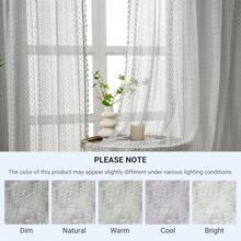 Grey Sheer Curtains 84 Inches Long Cotton Crochet Boho Curtains For Bedroom Living Room,Modern Rod Pocket Tassel Openwork Light Filtering Lace Drapes Window Curtains 2 Panel Sets,Light Gray - 灰色 - 查看 6