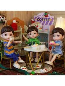 One Piece 6 Inches Cute Baby Dolls, Boy Model 13 Movable Joints Plastic Painted Eyes, For Children Girl Birthday Gift Toys