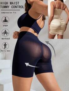 1 件无缝高腰塑身内裤瘦身收腹束腰塑身女士内衣，平坦腹部提臀三角裤塑身衣/健身训练/腰部支撑三角裤防卷腰带瘦身内衣