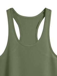 Men's Sleeveless Workout Tank Top With Racerback Design, Allows More Arm Mobility For Weight Training And Outdoor Cycling, Breathable And Unrestricting - Army Green - View 8