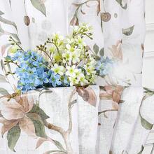 Floral Sheer Tier Curtain Taupe Cherry Flower Butterfly Print Half Curtains Kitchen Rod Pocket Voile Linen Look White Sheer Curtain For Bathroom, 30 X 36 Inches Long, Set Of 2 Panels - 彩色 - 查看 8