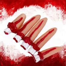 5pcs Halloween Creepy Prop Decor - Bloody Severed Finger, Realistic Decoration