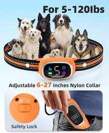 2-In-1 Dog Shock Collar And Bark Collar For Dogs – 3300FT Dog Training Collar With Remote, IP67 Waterproof E Collar With Anti-Bark/Beep/Vibration/Shock Modes For Small Medium Large Dog(5-120Lbs) - Orange - View 7