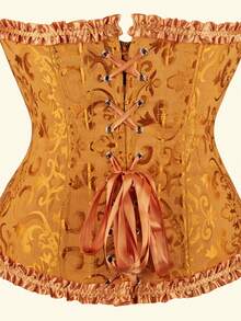 Jutrisujo Corsé de encaje con realce, talla grande, gótico, bustier, princesa, para mujer - 819-Oro - Ver 4