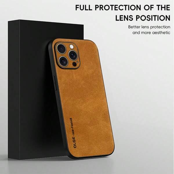 1 pieza Funda de teléfono de piel de oveja de cobertura completa y de lujo, compatible con resistencia a caídas con Apple 11, 12, 13, 14, 15, 16