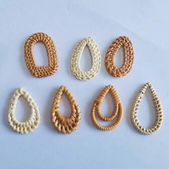 Handgeweven geometrische oorbellen in Boho-stijl in vakantiestijl – rotan, druppelvormige grasvlecht, bamboe geweven oorbellen en accessoires voor het afstudeerseizoen/de start van het schooljaar DIY sieraden maken