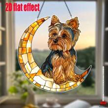 1 pièce Accroche-soleil en acrylique 2D plat en forme de Yorkshire Terrier sur la lune. Diverses styles disponibles en signalétique acrylique, décoration thématique animaux de compagnie pour salon, chambre à coucher, décoration romantique. Cadeau parfait pour les amateurs de chiens, amis, famille, passionnés d'animaux de compagnie