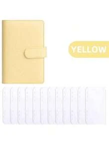 1pc A6 Faux Leather Budget Planner Set With 12 Zipper Bags - Cash/Card Organizer For Daily Office Use