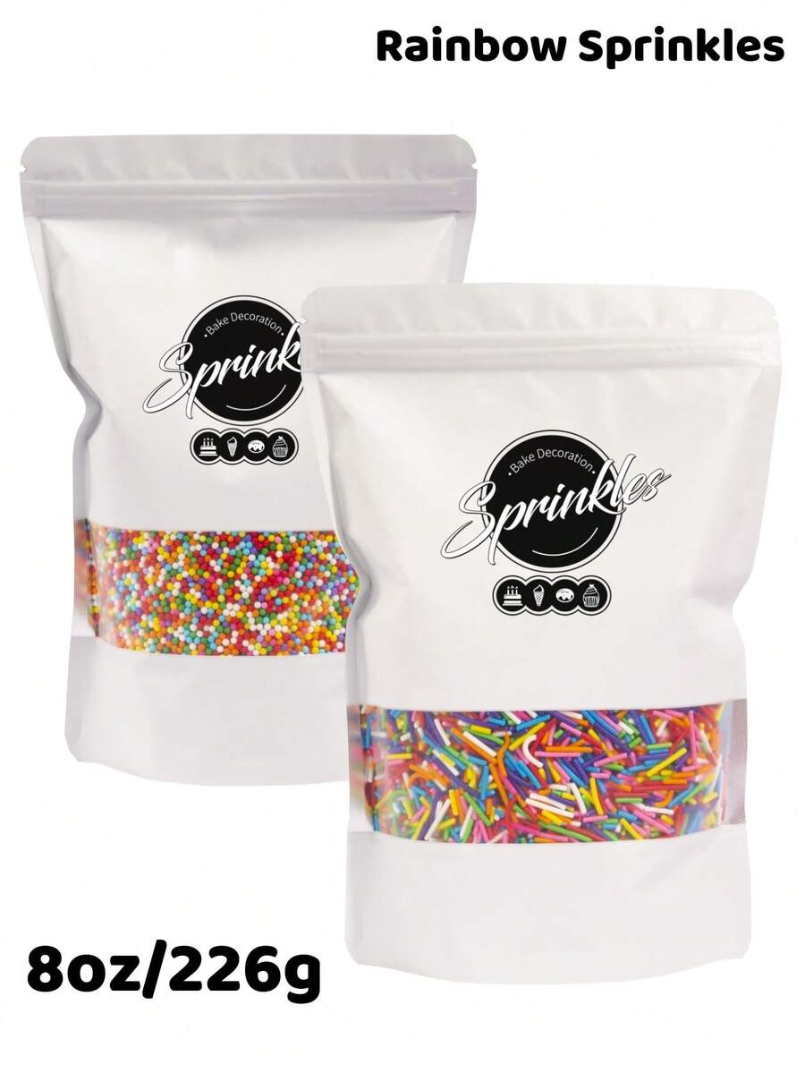 8OZ/226G Rainbow Bake Decorations Mix Confetti For Cupcakes, Ice Cream, Cookies, Cakes,For Inedible Only - Multicolor - View 1