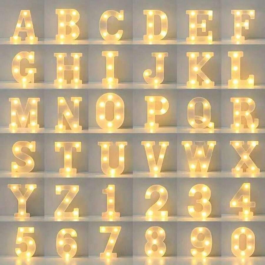 1入組led數字燈籠罩,萬聖節戶外裝飾,字母/數字,電池供電的暖白色聖誕節裝飾數字燈,節日配件,婚禮聚會用品,房間活動裝飾