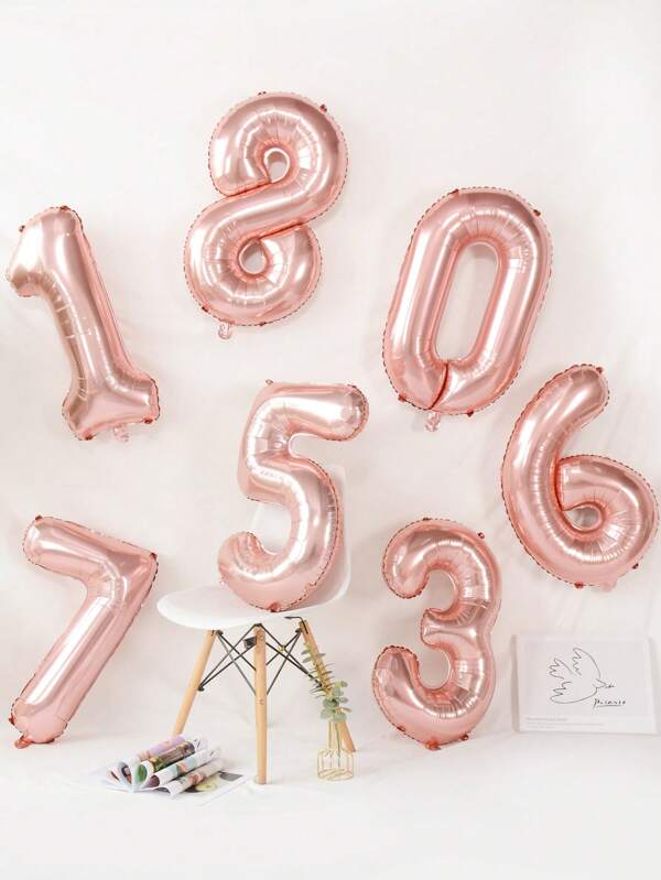 1pc 32-Inch Number Foil Balloon, Cute Decorative Party Balloon For Birthday, Wedding (Inflation Accessories Not Included)
