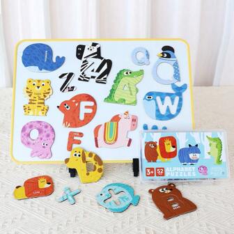Puzzle magnetici con animali e lettere, calamite per frigorifero con lettere e animali per l'apprendimento della lingua inglese, giocattoli educativi cognitivi per la scuola materna, regali unisex - regalo di Natale