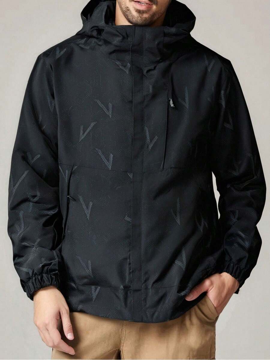 Coupe-vent à capuche imperméable pour hommes printemps automne, veste de pluie amovible pour sports de plein air, impression de logo de haute qualité