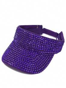 1pc Women's Wide Brim Rhinestone Embellished Adjustable Snapback Hat, High Quality, Shiny Diamonds, Unisex, Suitable For Travel, Vacation, Daily Use, Summer